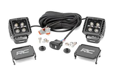 Rough Country Suspension Systems - Rough Country 71049 A-Pillar 2" LED Ditch Light Kit-Spot for 21-25 Ford Bronco