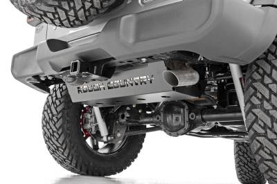 Rough Country Suspension Systems - Rough Country 10599 Muffler Skid Plate Black for 18-26 Jeep Wrangler JL 4WD