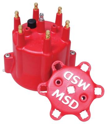 MSD - MSD Ignition 8014 6 Cylinder HEI Distributor Cap w/Retainer for Chevy