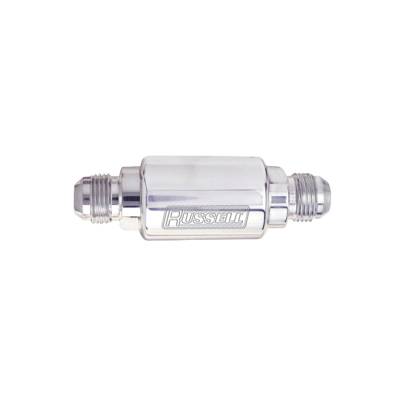 Russell - Russell 650110 3-1/4" Length 8AN Male Inlet/Outlet Fuel Filter w/Polished Finish