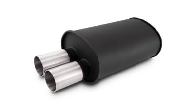 Vibrant Performance - Vibrant 12325 STREETPOWER FLAT BLACK Oval 2.5" Muffler w/Dual 304SS Brushed Tips