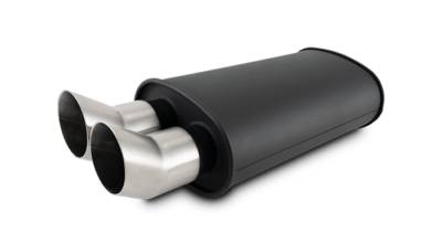Vibrant Performance - Vibrant 12331 STREETPOWER FLAT BLACK Oval 3" Muffler w/Dual 304SS Brushed Tips