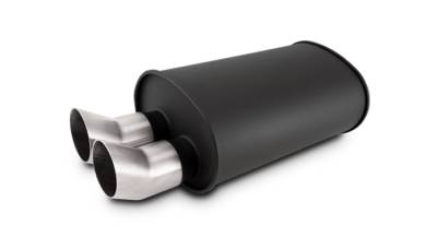 Vibrant Performance - Vibrant 12335 STREETPOWER FLAT BLACK Oval 2.5" Muffler w/Dual 304SS Brushed Tips