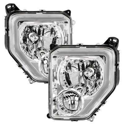 Spyder Auto - Spyder Auto 9053030 Chrome Crystal Headlights w/Light Bar for 08-12 Jeep Liberty