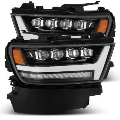 AlphaRex - AlphaRex 880516 Jet Black LED Projector Headlights for 19-21 RAM 1500 Halogen