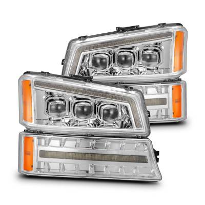AlphaRex - AlphaRex 880255 Chrome LED Projector Headlights w/Bumper Lights 03-06 Silverado