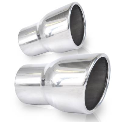 Stainless Works - Stainless Works 765300-2 Slash Cut Rolled Edge Exhaust Tips 6.25" L 3" Inlet