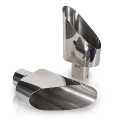 Stainless Works - Stainless Works 782250 Slash Cut Big Oval Exhaust Tips 2.5" Inlet