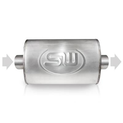 Stainless Works - Stainless Works TM4C25C25C Turbo Muffler 2.5" Center Inlet & Center Outlet