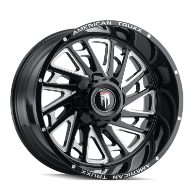 American Truxx - American Truxx AT1905 Blade 24x14 6x5.5 -76mm Black/Milled AT1905-24483M-76