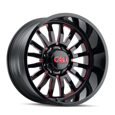 Cali Offroad Wheels - Cali Offroad 9110 Summit 24x14 8x170 -76mm Gloss Black/Red Milled 9110-24470BTR