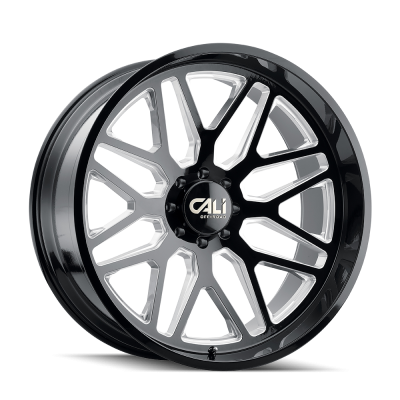 Cali Offroad Wheels - Cali Offroad 9115 Invader 20x12 8x6.5 -51mm Gloss Black/Milled 9115-2281BM
