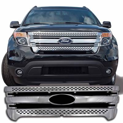 Coast To Coast - Coast To Coast IWCGI91 Chrome Bar/Mesh Grille Insert Overlay 1 Piece w/Emblem