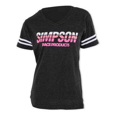 Simpson Safety - Simpson Safety 45010L Racing Stripes V-Neck T-Shirt Ladies Large Gray