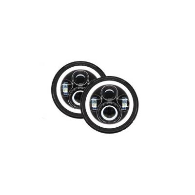 Quake LED - Quake LED QTE959 7" Headlights w/DRL Halo/Turn Signals for Jeep Wrangler JK/CJ