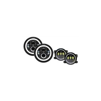 Quake LED - Quake LED QTE968 7" Headlights & Fog Lights w/DRL Halo & Turn Signals