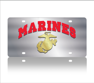 Eurosport Daytona - Eurosport Daytona 1912-1 Stainless License Plate Marines Logo