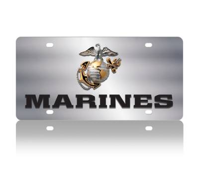 Eurosport Daytona - Eurosport Daytona 1912N-1 Stainless License Plate Marines Logo