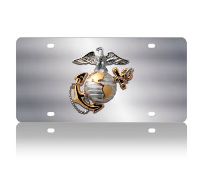 Eurosport Daytona - Eurosport Daytona 1913N-1 Stainless License Plate USMC Logo