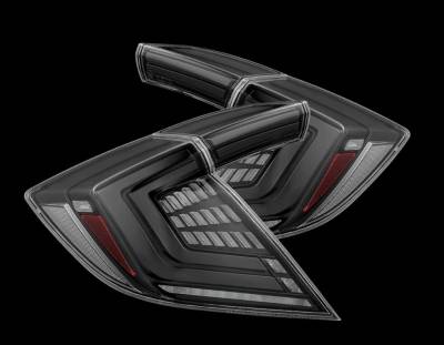 AlphaRex - AlphaRex 676000 Alpha Black Prismatic LED Taillights 16-21 Honda Civic Hatch