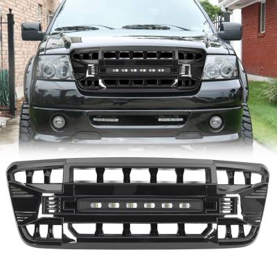 AMERICAN MODIFIED - AMERICAN MODIFIED AMFMAA00128 Armor Grille w/Off-Road Lights Glossy Black