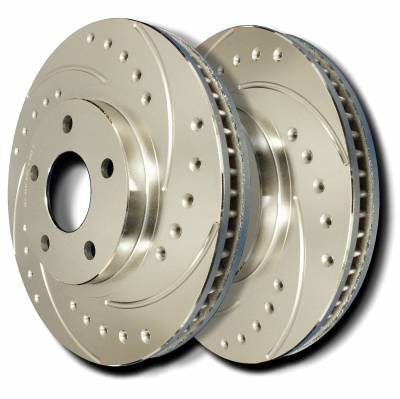 SP Performance - SP Performance F18-489-P Drilled Slotted Brake Rotors Zinc Coating L/R Pr Front