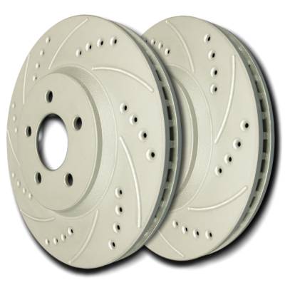 SP Performance - SP Performance F43-291 Drilled Slotted Brake Rotors ZRC Coating L/R Pr Front