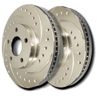 SP Performance - SP Performance F43-291-P Drilled Slotted Brake Rotors Zinc Coating L/R Pr Front