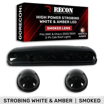 Recon - Recon 264155BKS LED Cab Roof Light Kit Smoked/White/Amber Silverado/Sierra HD