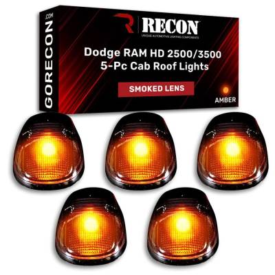Recon - Recon 264145BK LED Cab Roof Light Kit Smoked/Amber for 99-02 RAM HD