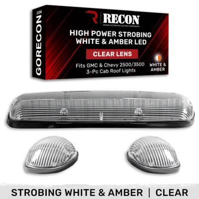 Recon - Recon 264155CLS LED Cab Roof Light Kit Clear/White/Amber Silverado/Sierra HD