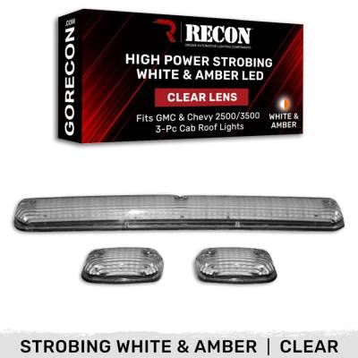Recon - Recon 264156CLS LED Cab Roof Lights Clear/White/Amber Silverado/Sierra HD