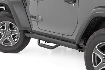 Rough Country Suspension Systems - Rough Country RCJ1846B 3" Drop Step Nerf Bars Black for 18-26 Wrangler JL 2DR