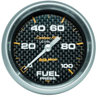 AutoMeter - AutoMeter 4863 Carbon Fiber Electric Fuel Pressure Gauge 2-5/8" 100psi