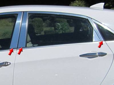 Quality Automotive Accessories - QAA PP13346 6Pc Stainless Steel Pillar Trim for 2013-2017 Hyundai Elantra