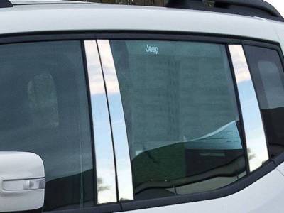 Quality Automotive Accessories - QAA PP55071 6Pc Stainless Steel Pillar Trim for 2015-2023 Jeep Renegade