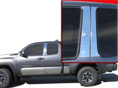 Quality Automotive Accessories - QAA PP16172 4Pc Stainless Steel Pillar Trim for 2016-2023 Toyota Tacoma