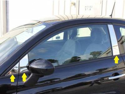 Quality Automotive Accessories - QAA PP12991 6Pc Stainless Steel Pillar Trim for 2012-2019 Fiat 500