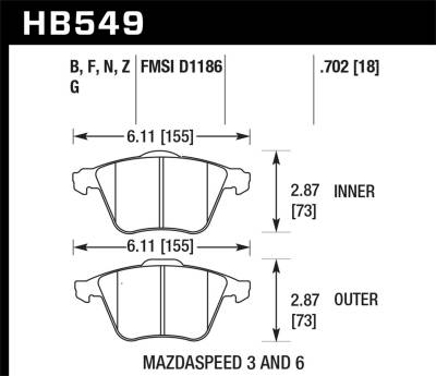 Hawk Performance - Hawk Performance HPS High Performance Street Brake Pads HB549F.702