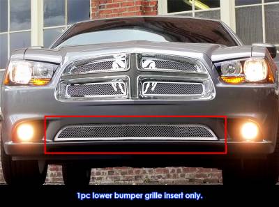 APS - APS Wire Mesh Bumper Grille Polish for 11-14 Dodge Charger GR04GFH75T