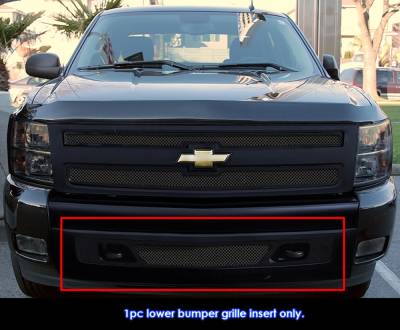 APS - APS Wire Mesh Bumper Grille Black 07-13 Silverado 1500 GR03GEG67H