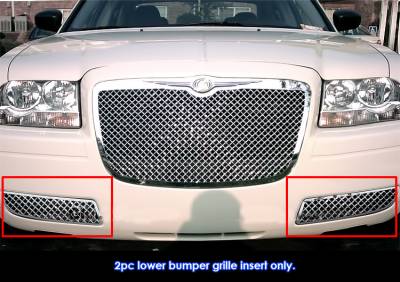 APS - APS GR18GFF36S Wire Mesh Bumper Grille Polish for 05-10 Chrysler 300