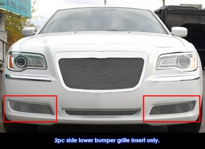 APS - APS Wire Mesh Fog Light Grilles Polish for 11-14 Chrysler 300C GR18GFC02R