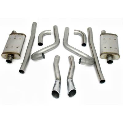 JBA Racing Headers - JBA 40-2653 2.5" Split Rear Header-Back Exhaust System for 65-66 Ford Mustang GT