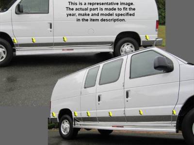 Quality Automotive Accessories - QAA TH35318 Stainless Rocker Panel Trim 10pc for 93-02 Ford Econoline