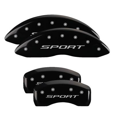 MGP Caliper Covers - MGP Caliper Covers 10244SSPTBK 4pc Engraved Front/Rear for 17-20 Ford Fusion