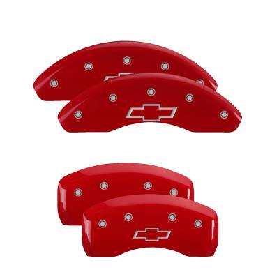 MGP Caliper Covers - MGP Caliper Covers 14239SBOWRD Front/Rear 4pc Red w/Silver Bowtie