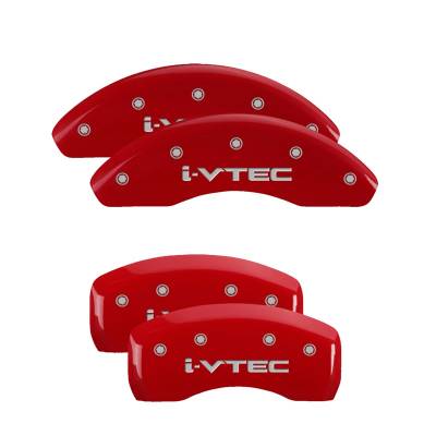 MGP Caliper Covers - MGP Caliper Covers 20225SIVTRD Front/Rear 4pc Red w/Silver i-Vtec