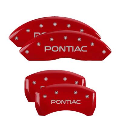 MGP Caliper Covers - MGP Caliper Covers 18030SPOPRD Front/Rear 4pc : Red w/Silver Pontiac