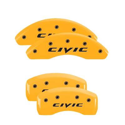 MGP Caliper Covers - MGP Caliper Covers 20222SCIVYL F/R 4pc Engraved Civic MGP Yellow for 17-21 Civic